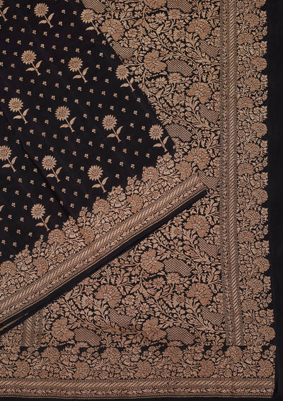 Black Zariwork Pure Silk Saree-Koskii
