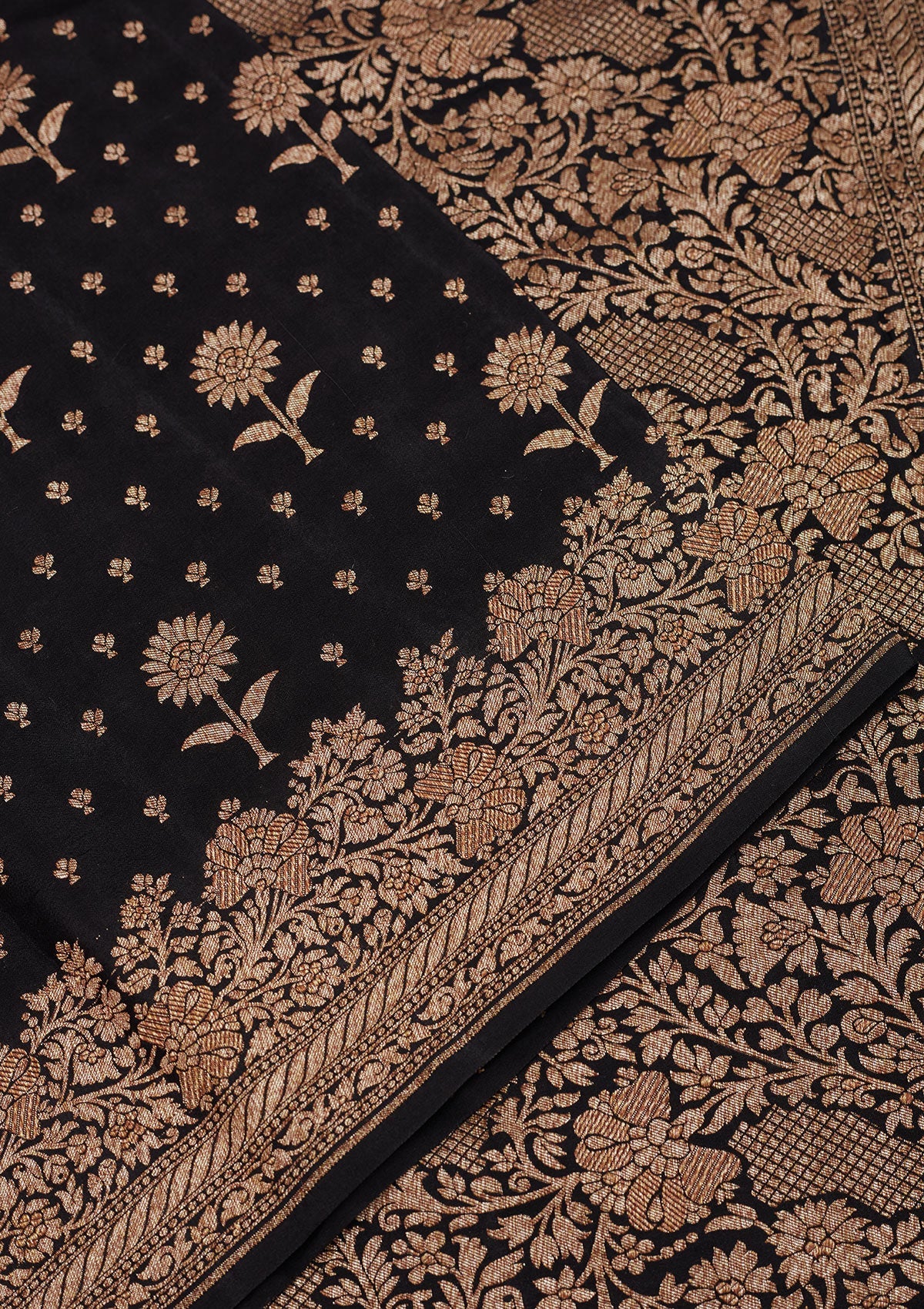 Black Zariwork Pure Silk Saree-Koskii