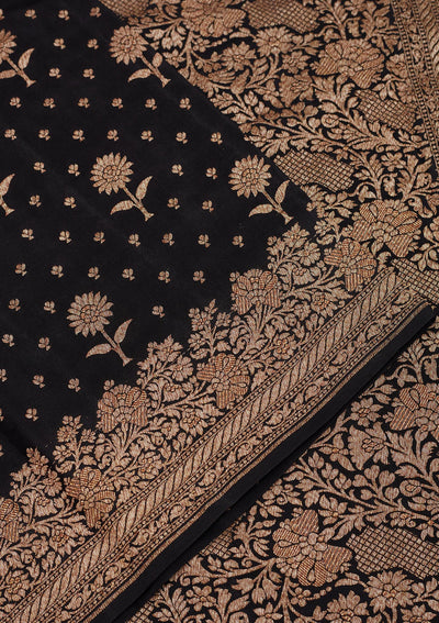 Black Zariwork Pure Silk Saree-Koskii