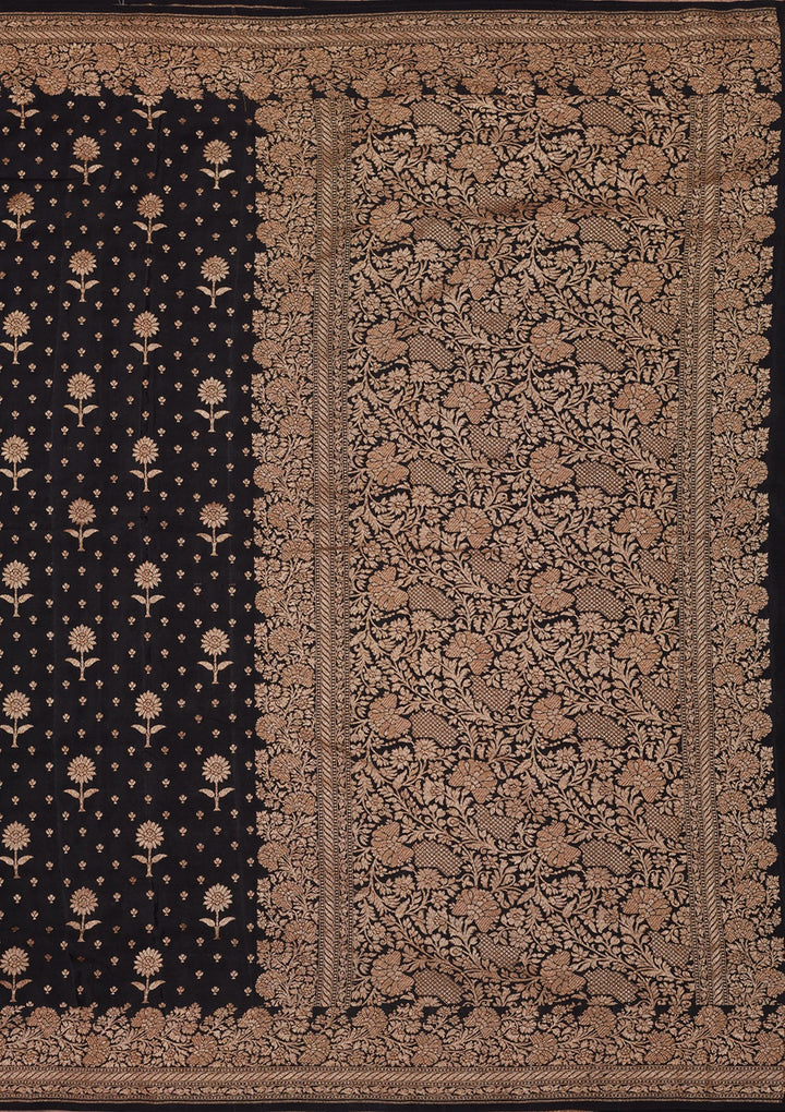 Black Zariwork Pure Silk Saree-Koskii