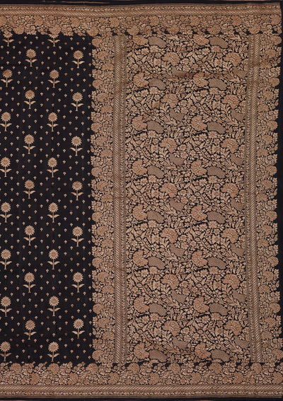 Black Zariwork Pure Silk Saree-Koskii