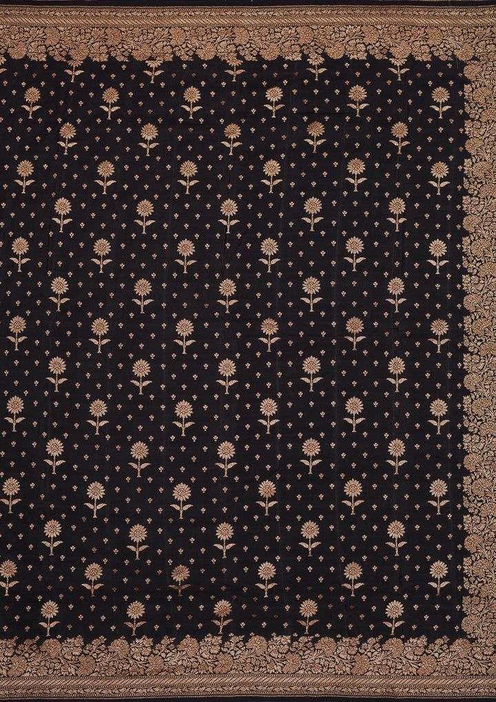 Black Zariwork Pure Silk Saree-Koskii
