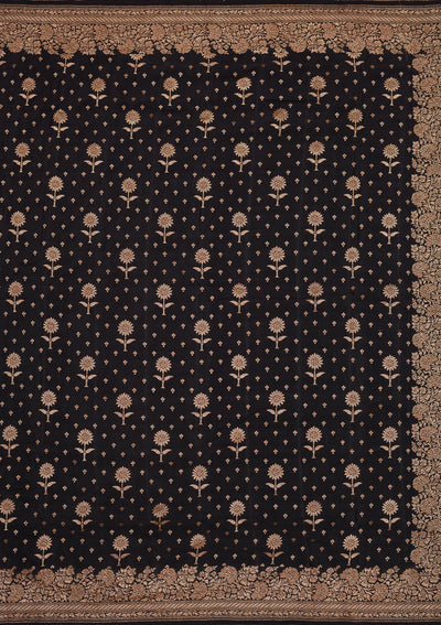 Black Zariwork Pure Silk Saree-Koskii