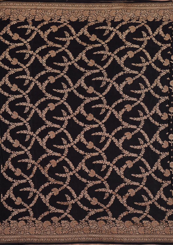 Black Zariwork Pure Silk Saree-Koskii