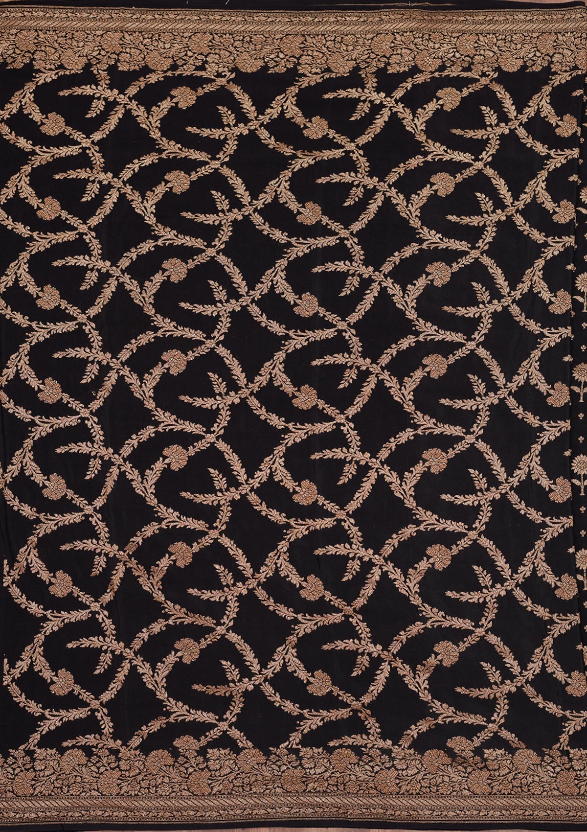 Black Zariwork Pure Silk Saree-Koskii