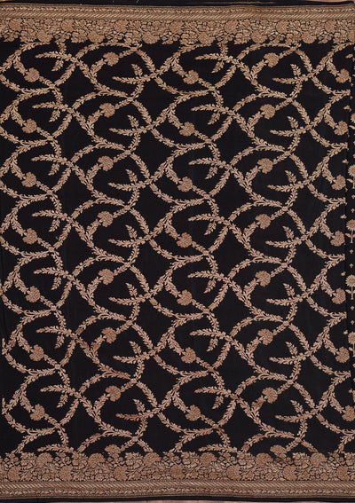Black Zariwork Pure Silk Saree-Koskii