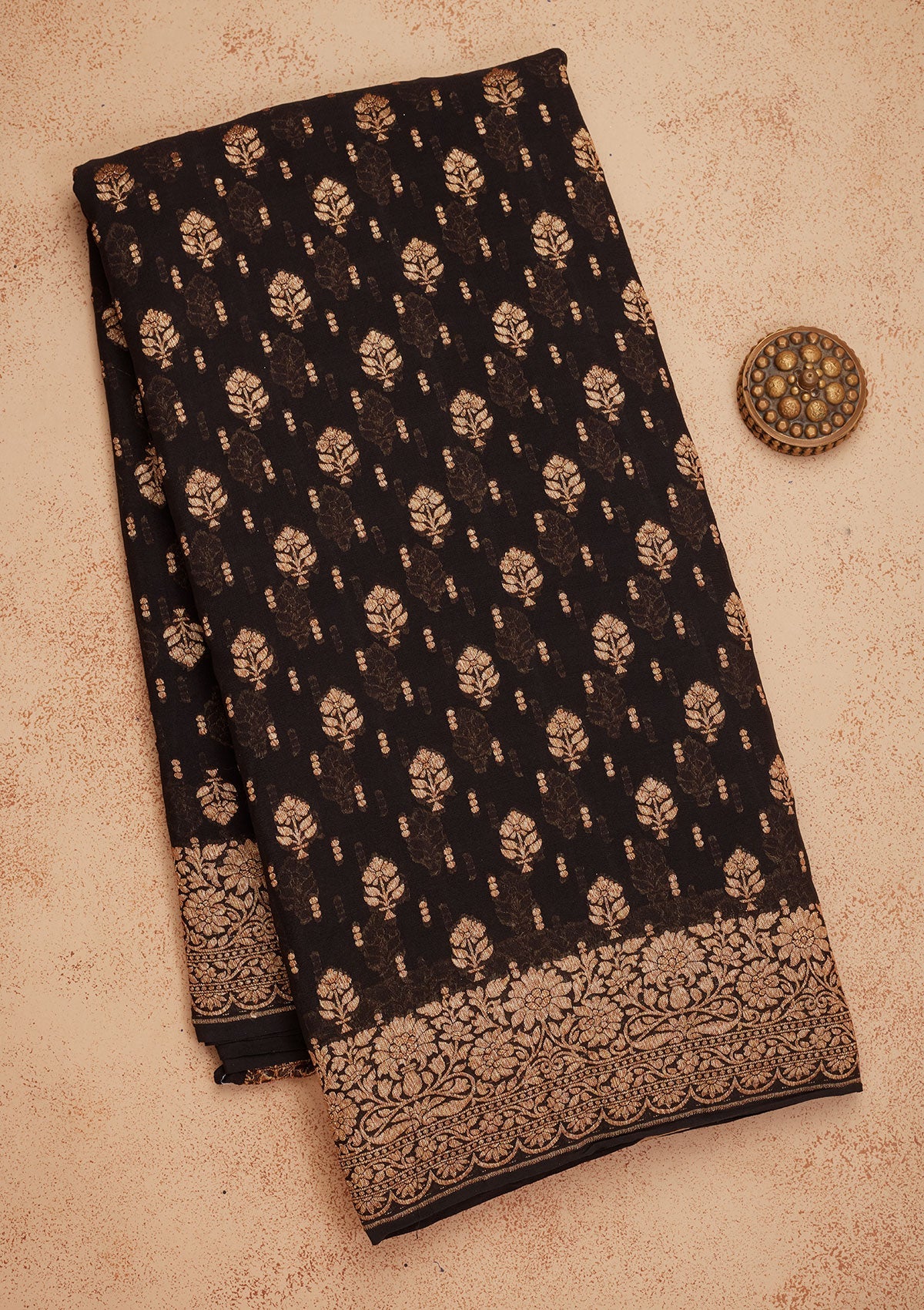 Black Zariwork Pure Silk Saree-Koskii