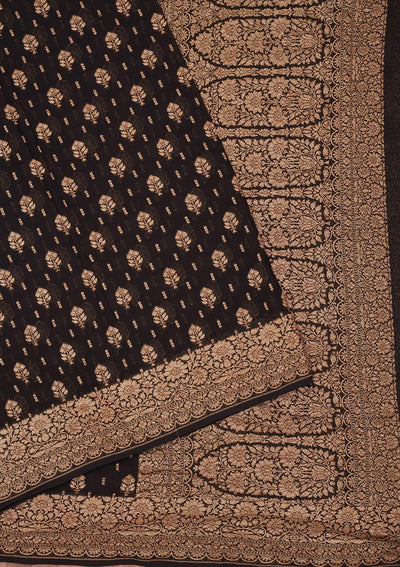Black Zariwork Pure Silk Saree-Koskii