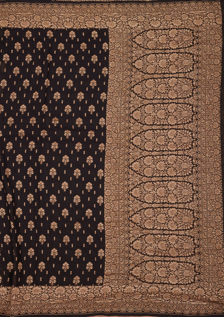 Black Zariwork Pure Silk Saree-Koskii