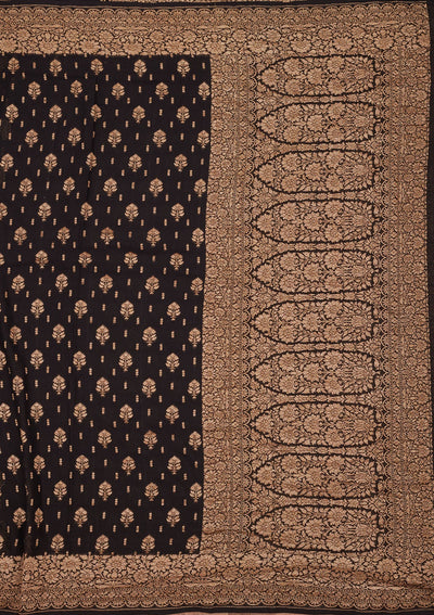 Black Zariwork Pure Silk Saree-Koskii