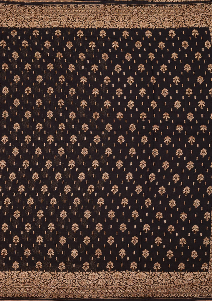 Black Zariwork Pure Silk Saree-Koskii