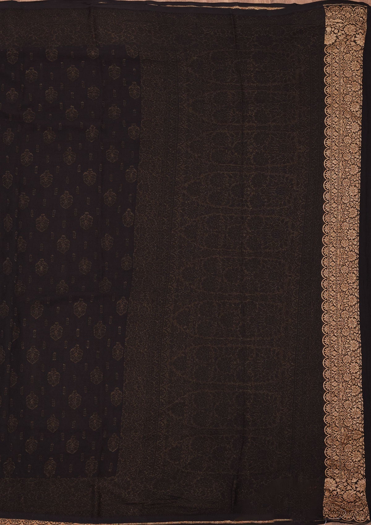 Black Zariwork Pure Silk Saree-Koskii