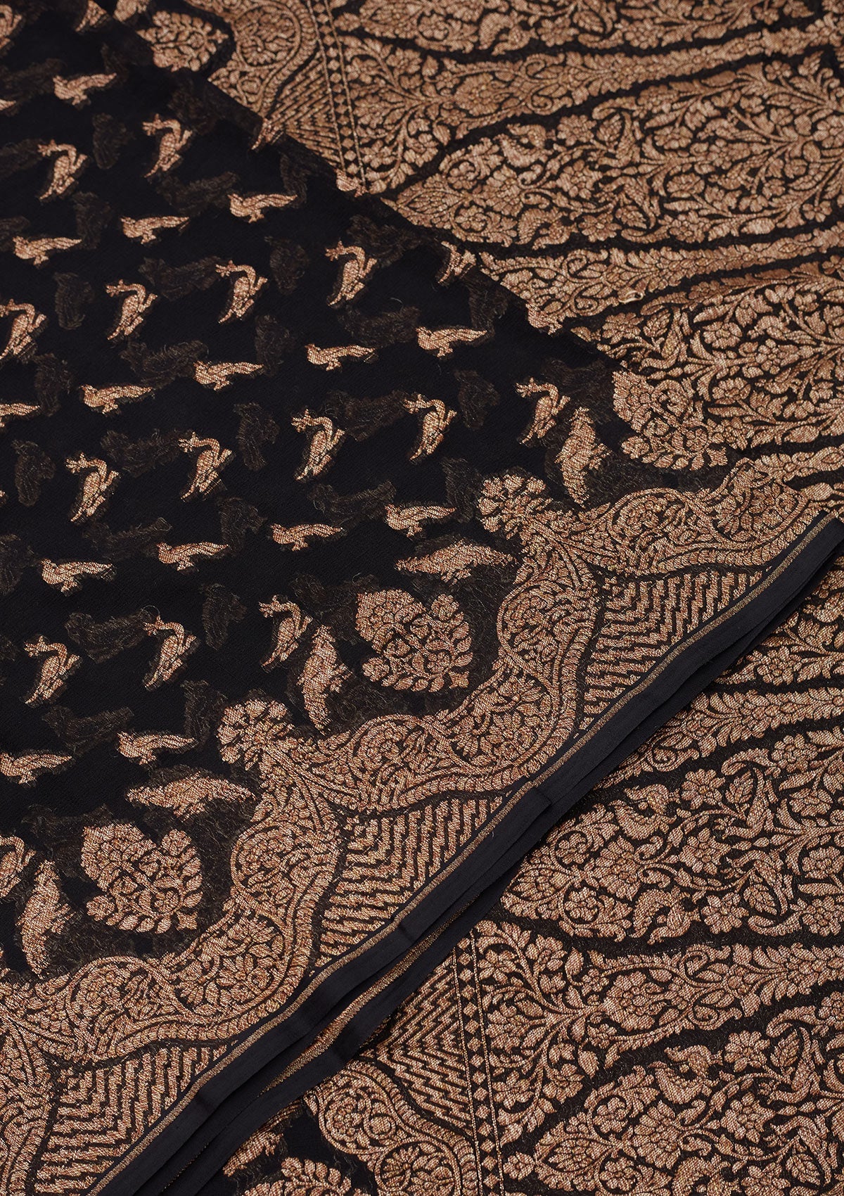 Black Zariwork Pure Silk Saree-Koskii