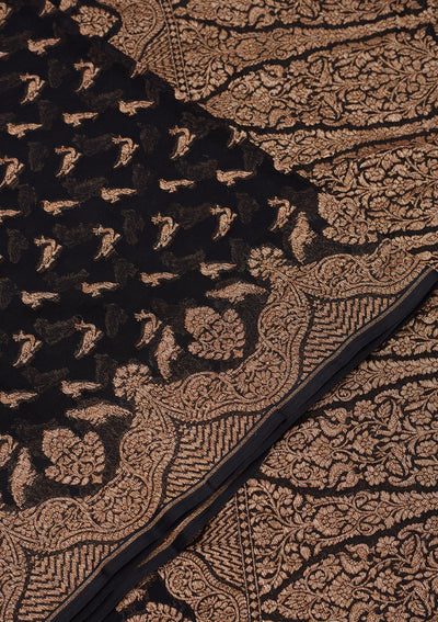 Black Zariwork Pure Silk Saree-Koskii