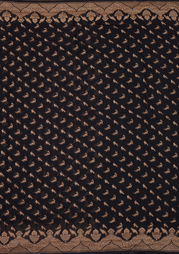 Black Zariwork Pure Silk Saree-Koskii