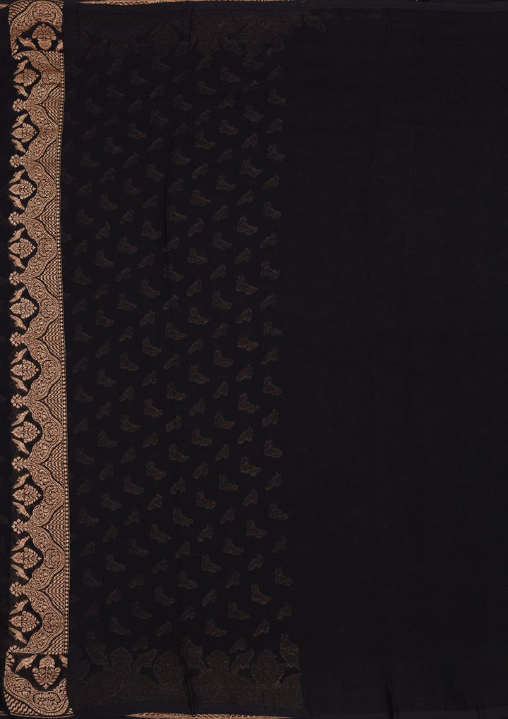 Black Zariwork Pure Silk Saree-Koskii