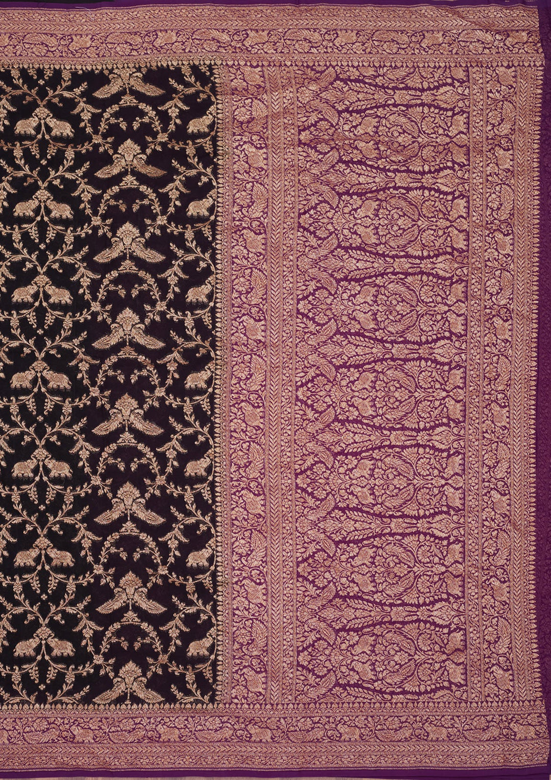 Black Zariwork Pure Silk Saree-Koskii