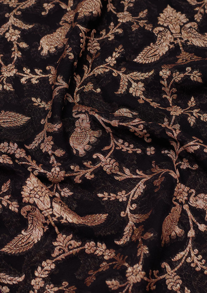Black Zariwork Pure Silk Saree-Koskii