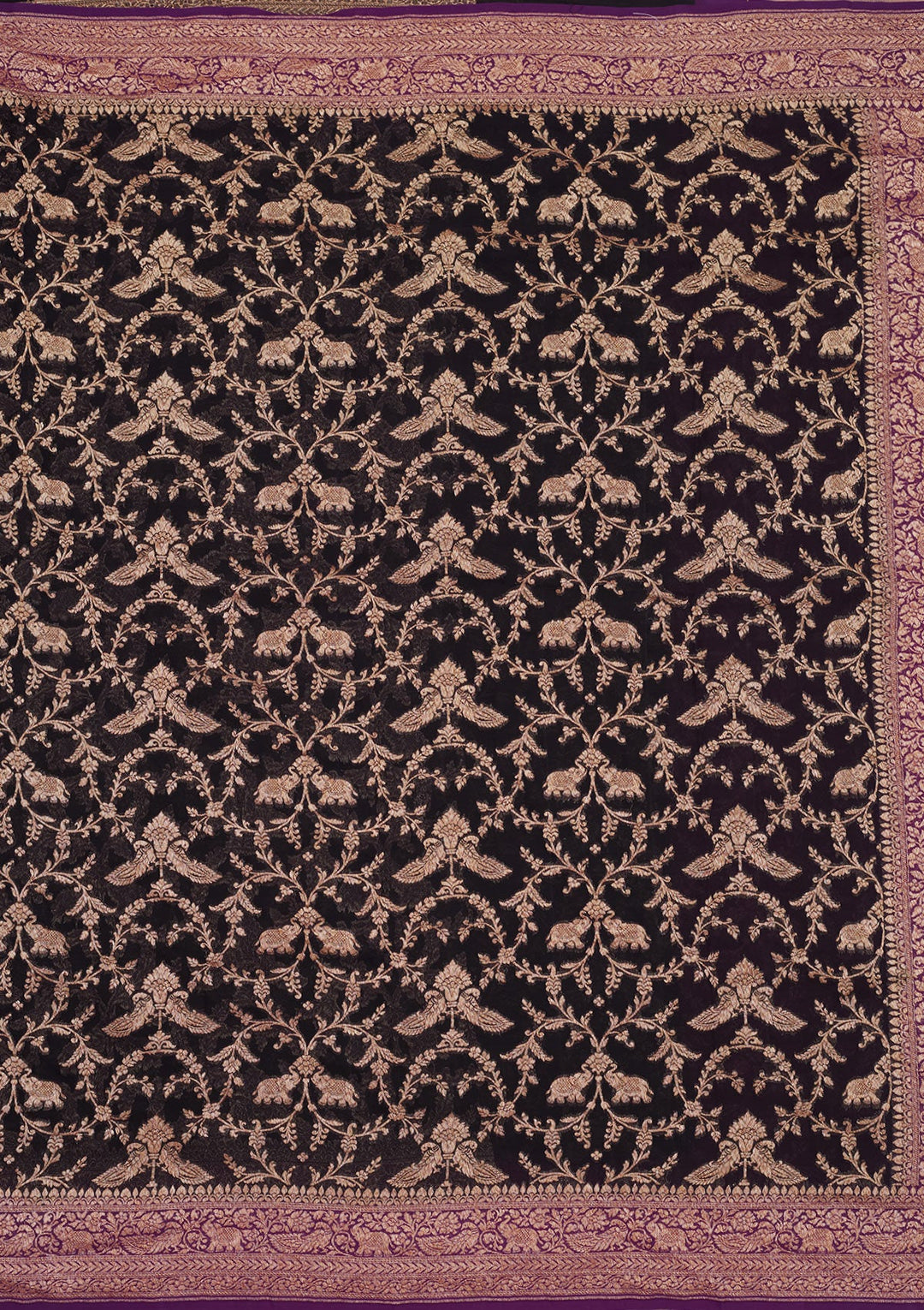 Black Zariwork Pure Silk Saree-Koskii