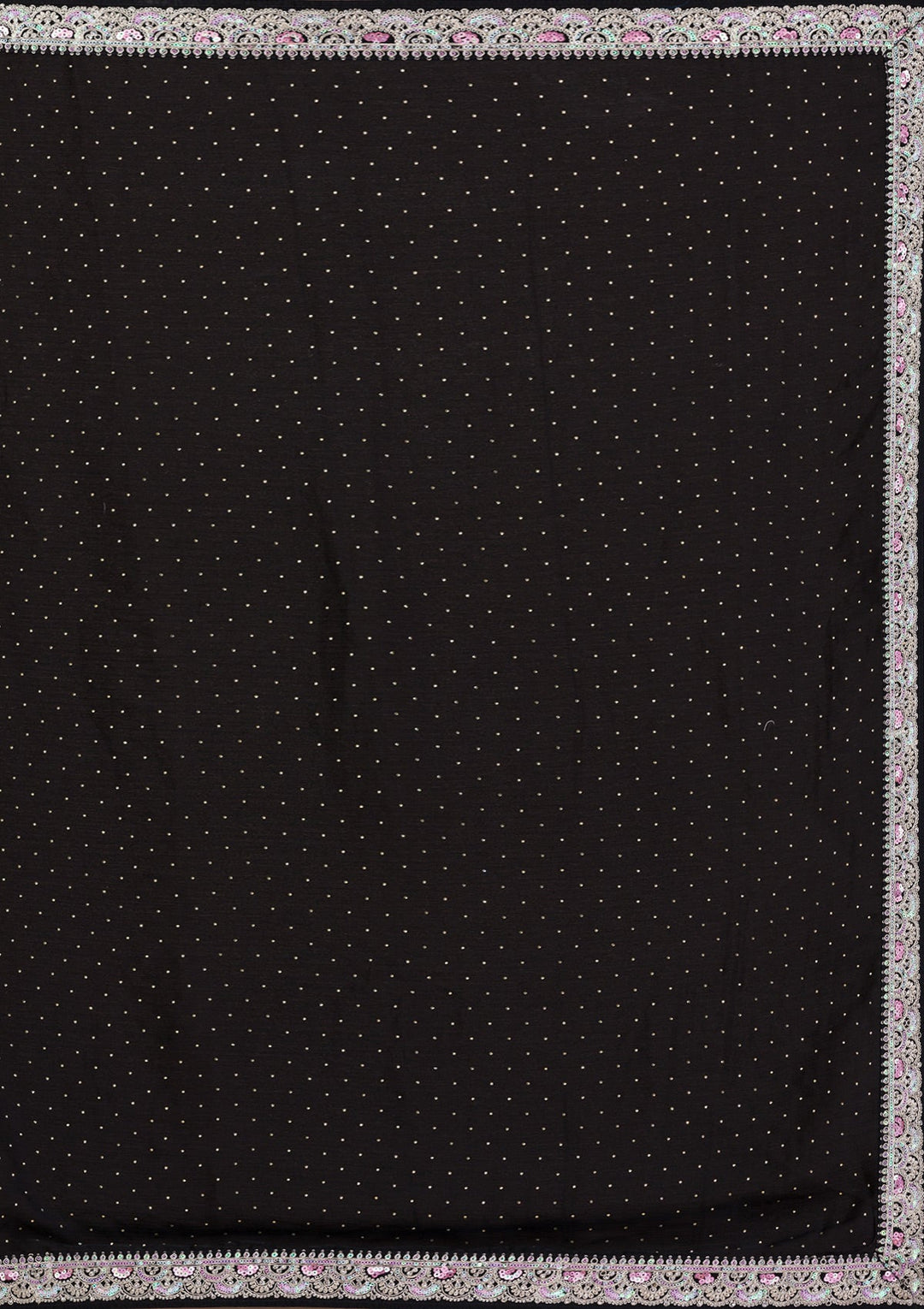 Black Zariwork Semi Crepe Saree-Koskii