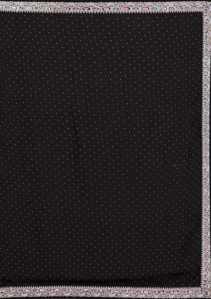 Black Zariwork Semi Crepe Saree-Koskii