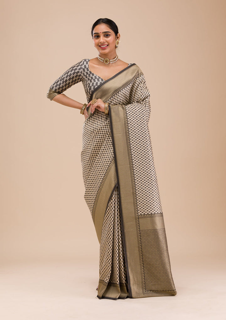 Black Zariwork Silk Saree-Koskii