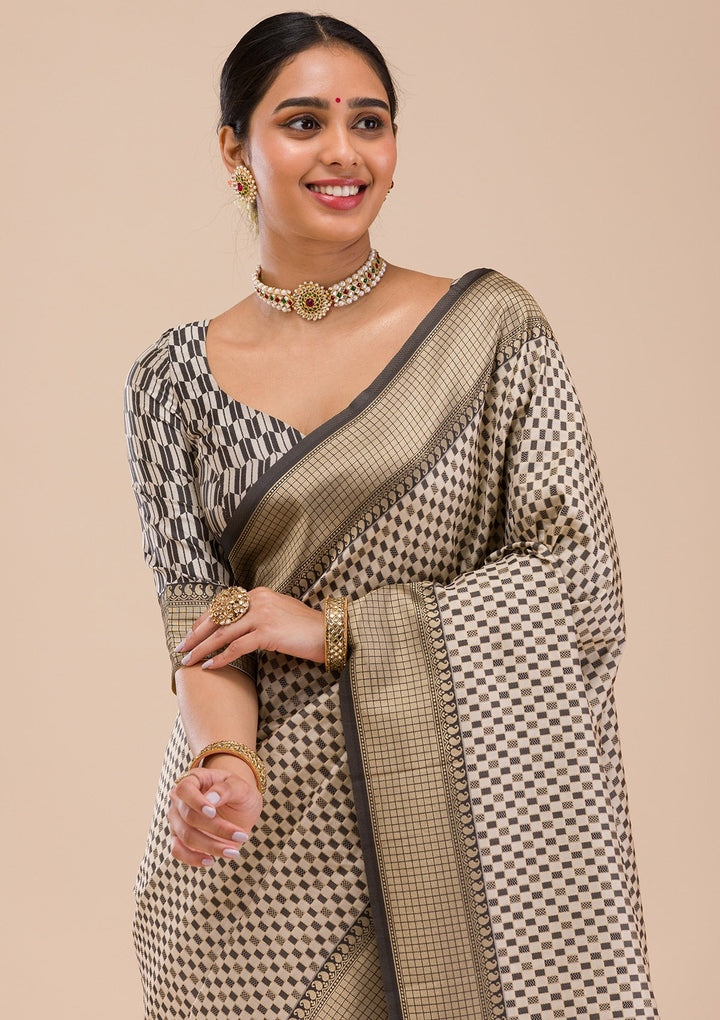 Black Zariwork Silk Saree-Koskii