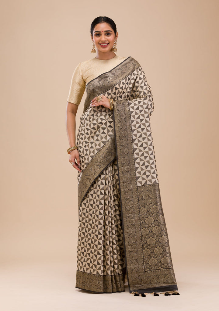 Black Zariwork Silk Saree-Koskii