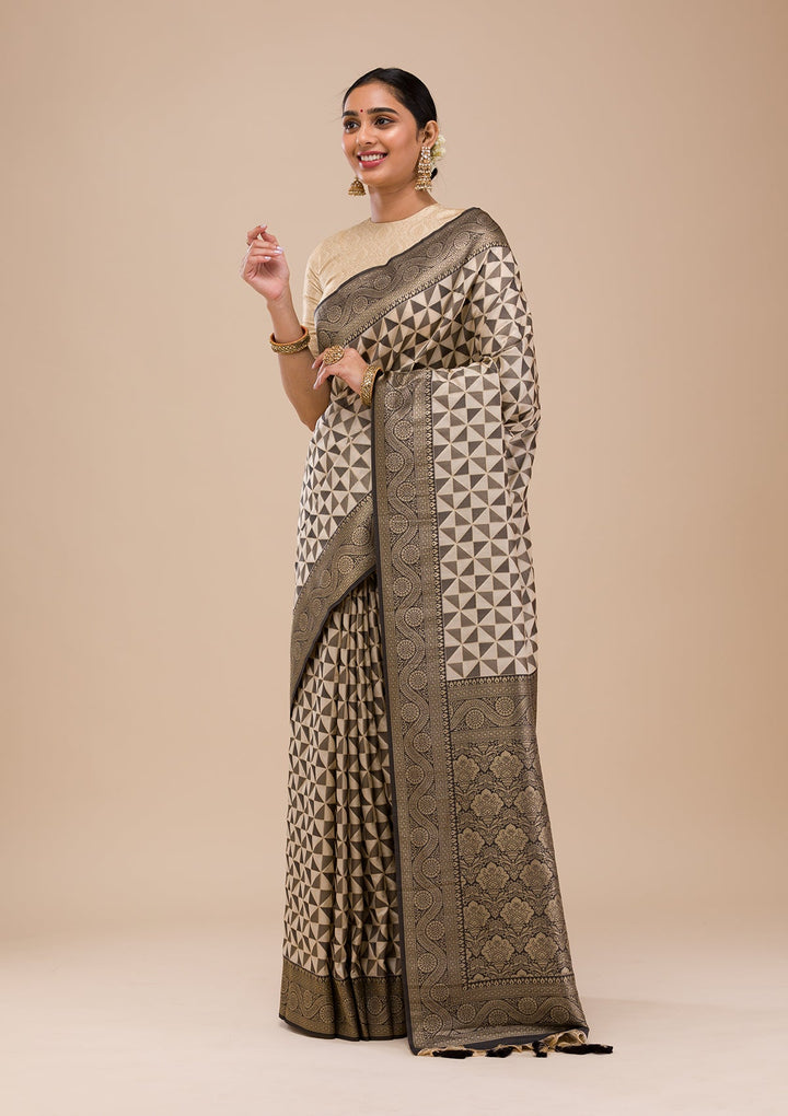 Black Zariwork Silk Saree-Koskii