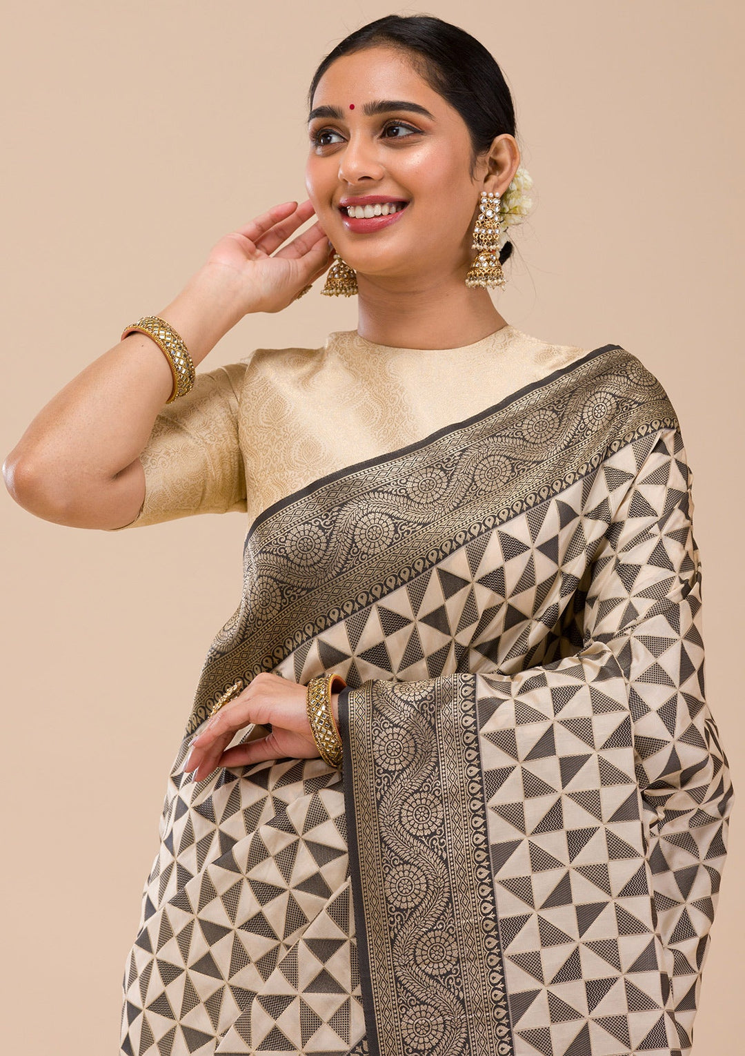 Black Zariwork Silk Saree-Koskii