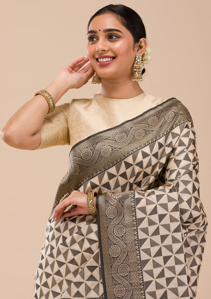 Black Zariwork Silk Saree-Koskii