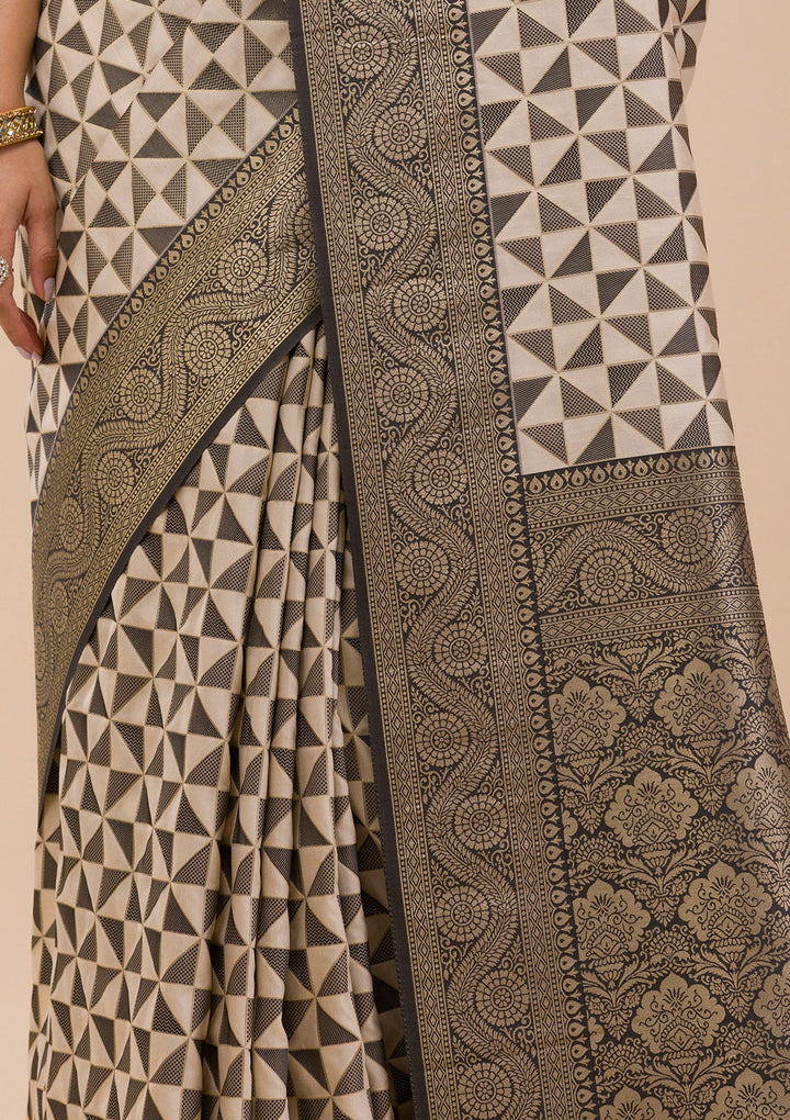 Black Zariwork Silk Saree-Koskii