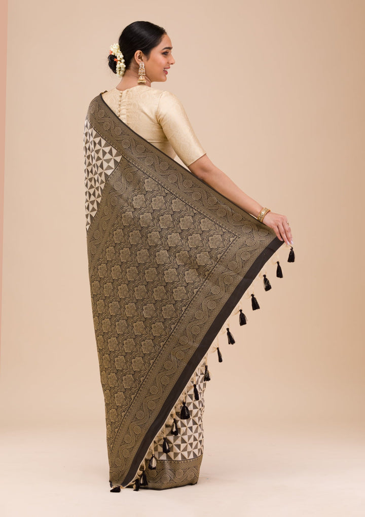 Black Zariwork Silk Saree-Koskii