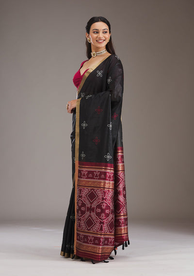 Black Zariwork Tissue Saree-Koskii