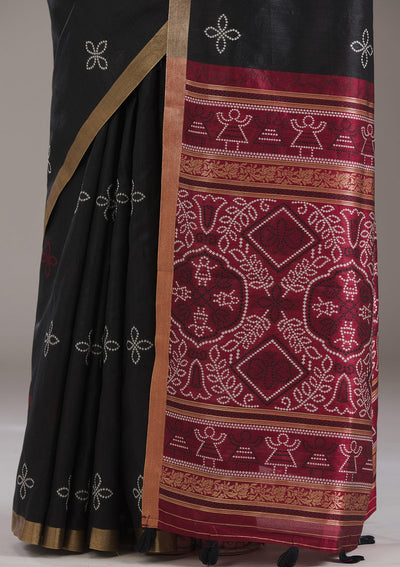 Black Zariwork Tissue Saree-Koskii