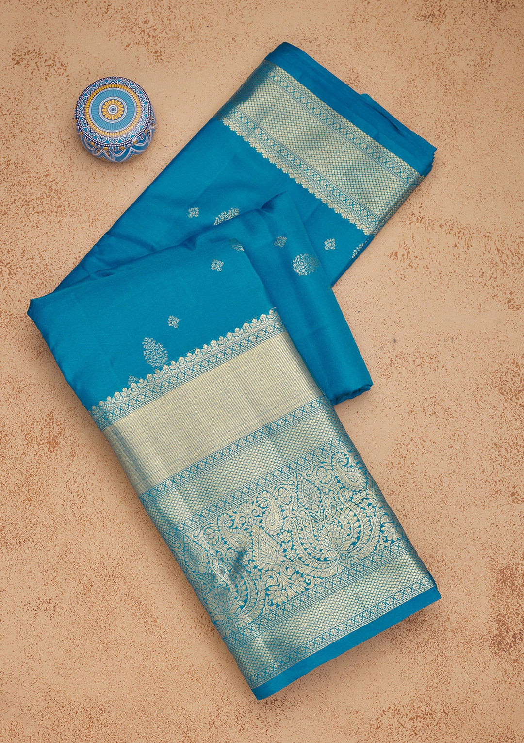 Blue Zariwork Pure Silk Saree-Koskii