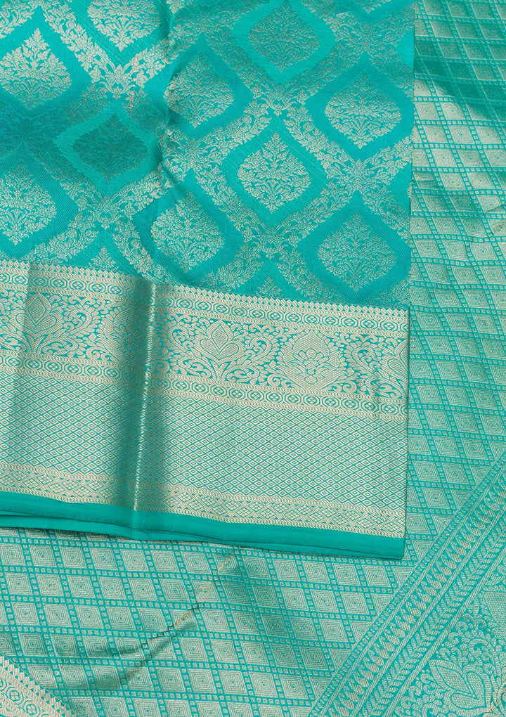 Blue Zariwork Pure Silk Saree-Koskii