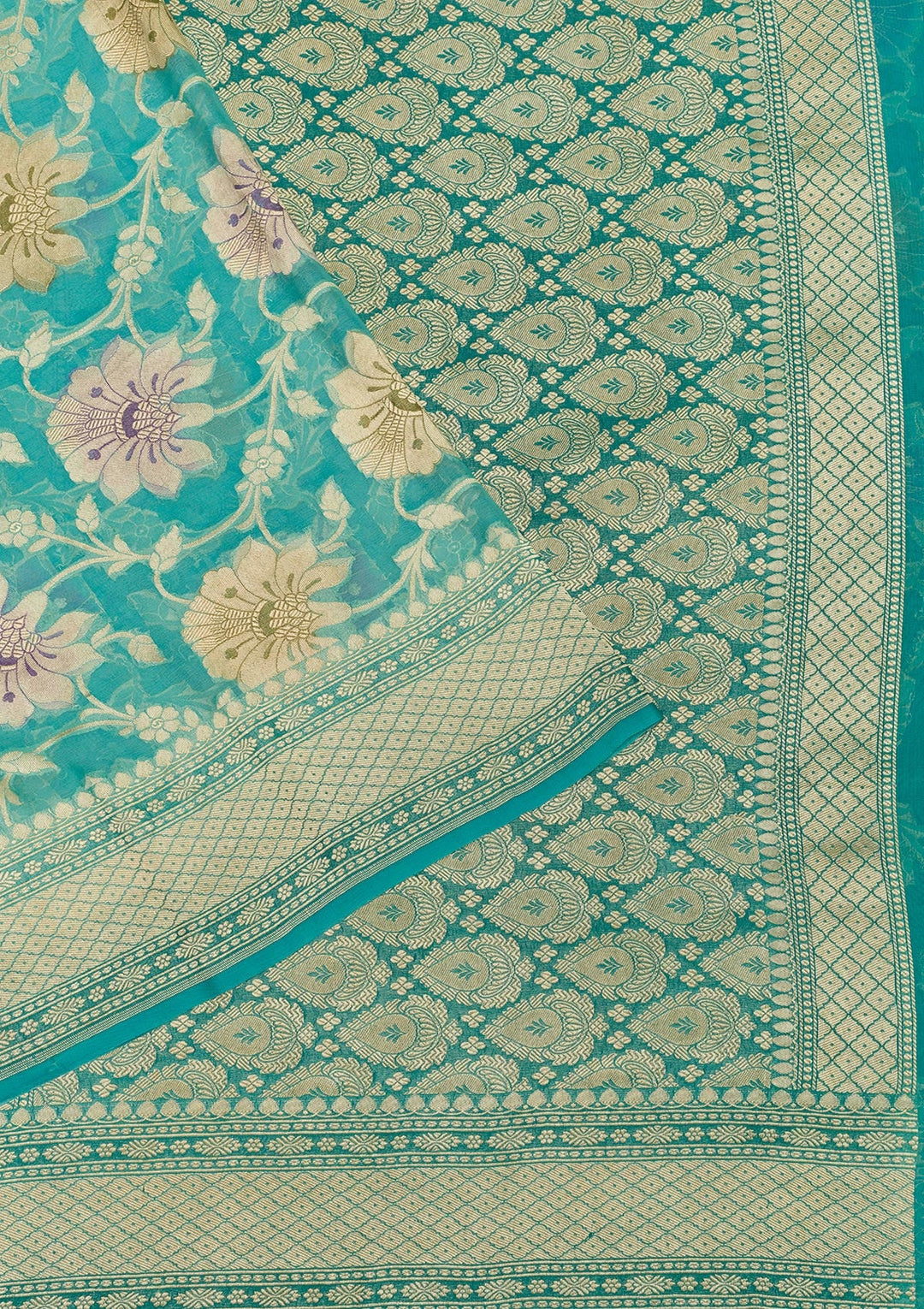 Blue Zariwork Pure Silk Saree-Koskii