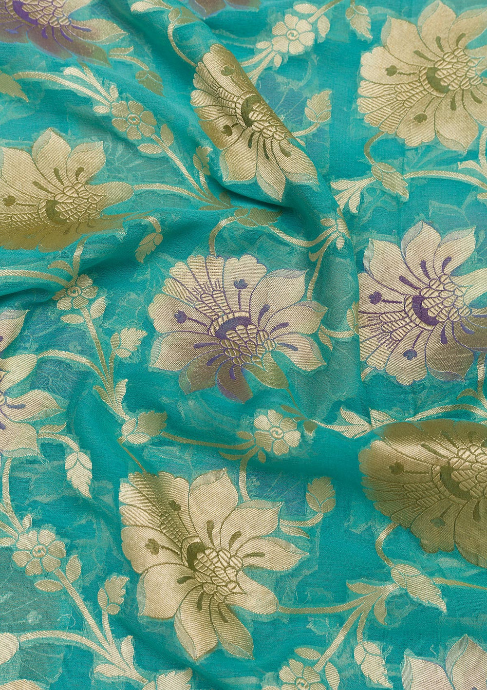 Blue Zariwork Pure Silk Saree-Koskii