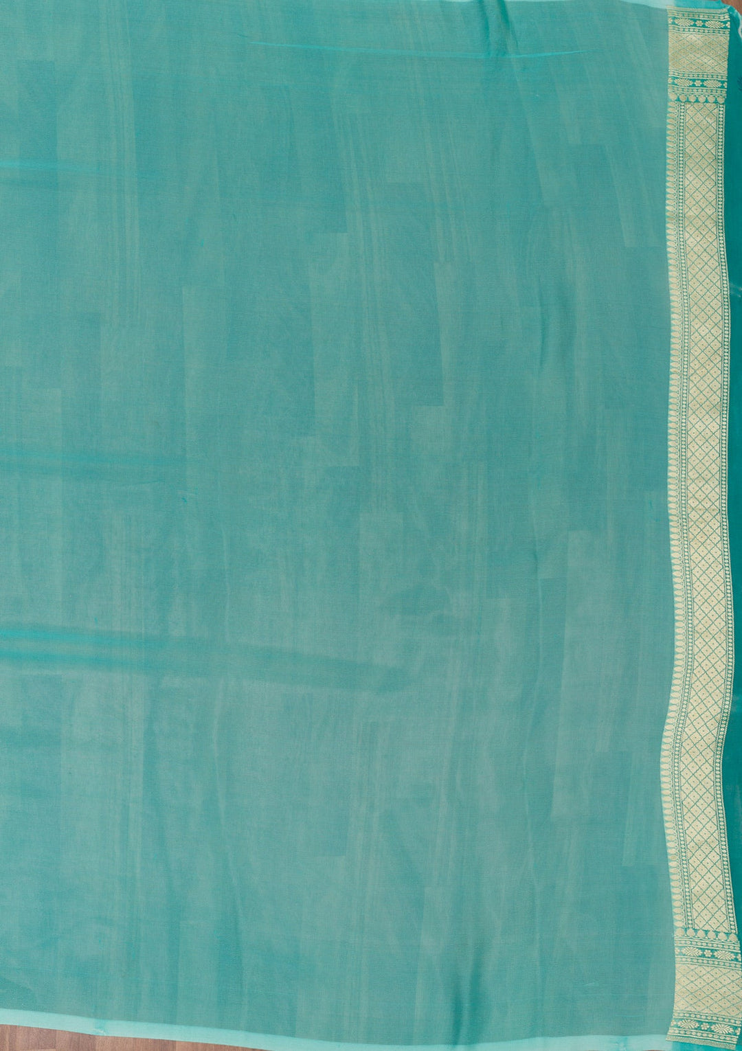 Blue Zariwork Pure Silk Saree-Koskii