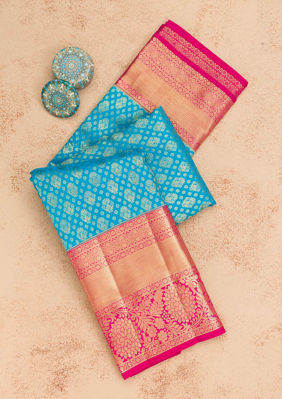 Blue Zariwork Pure Silk Saree-Koskii