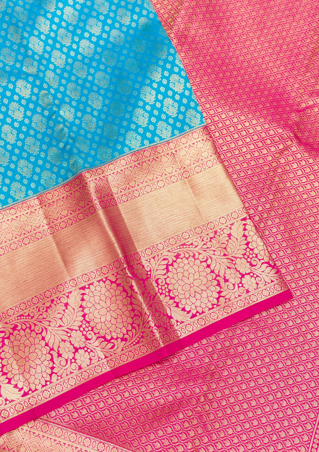 Blue Zariwork Pure Silk Saree-Koskii