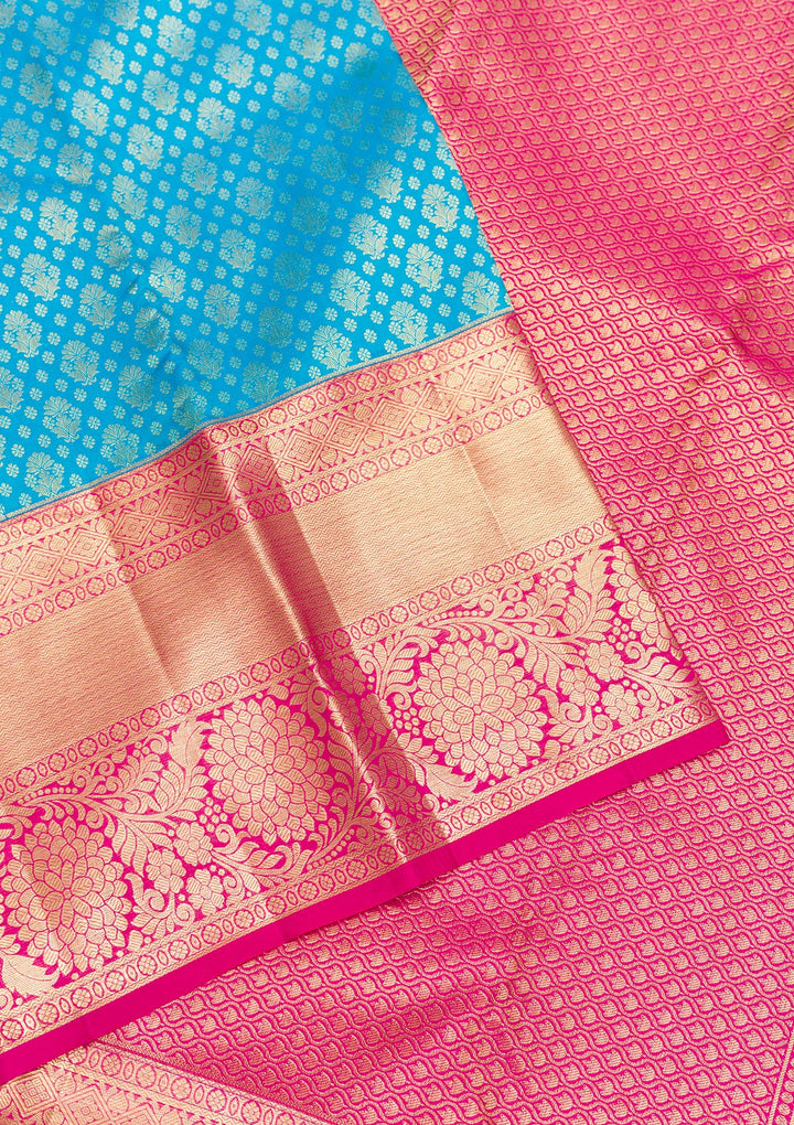 Blue Zariwork Pure Silk Saree-Koskii