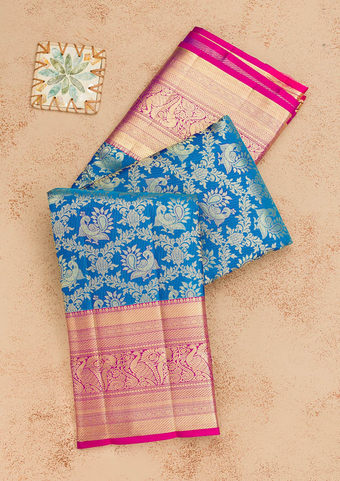 Blue Zariwork Pure Silk Saree-Koskii