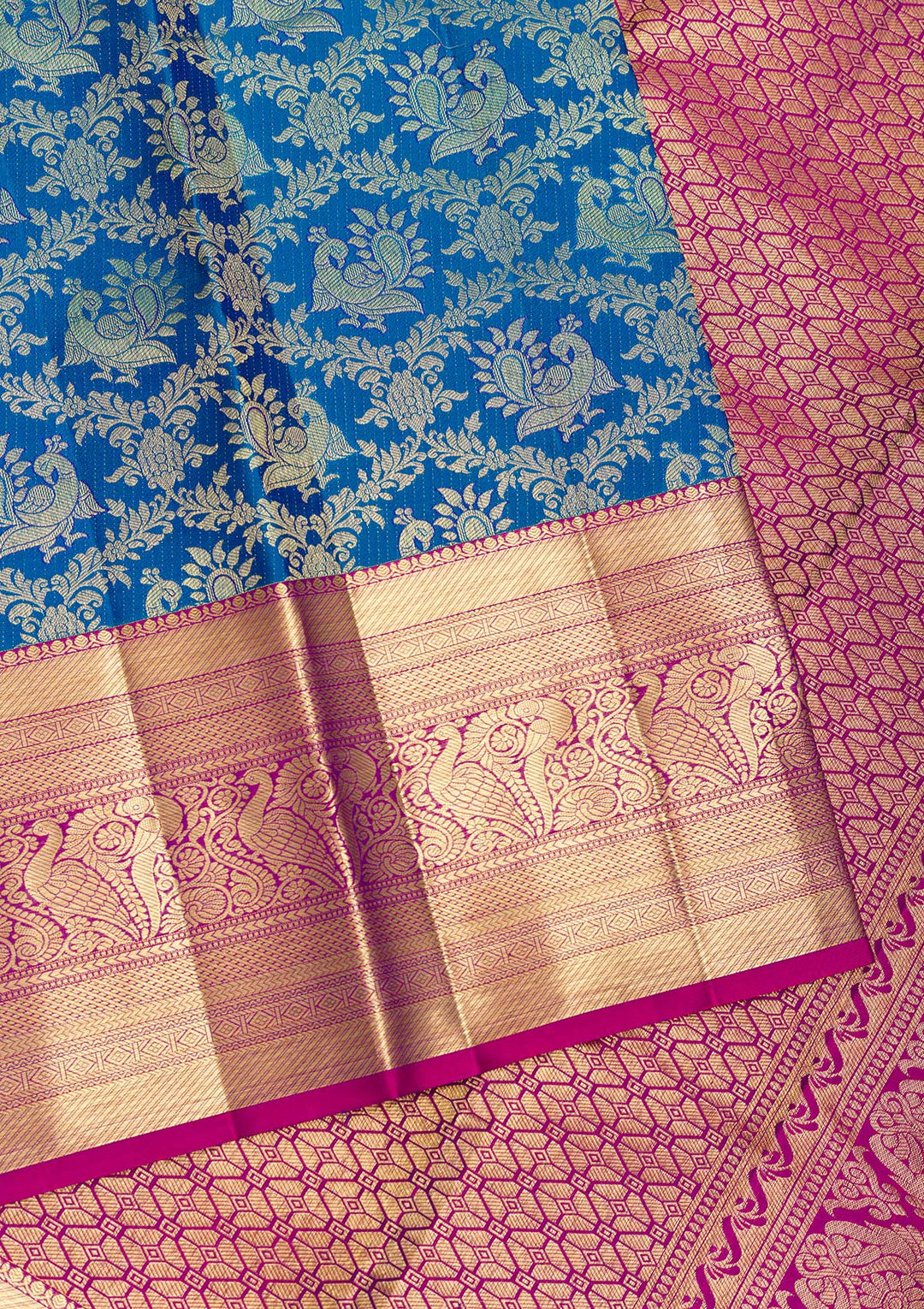 Blue Zariwork Pure Silk Saree-Koskii
