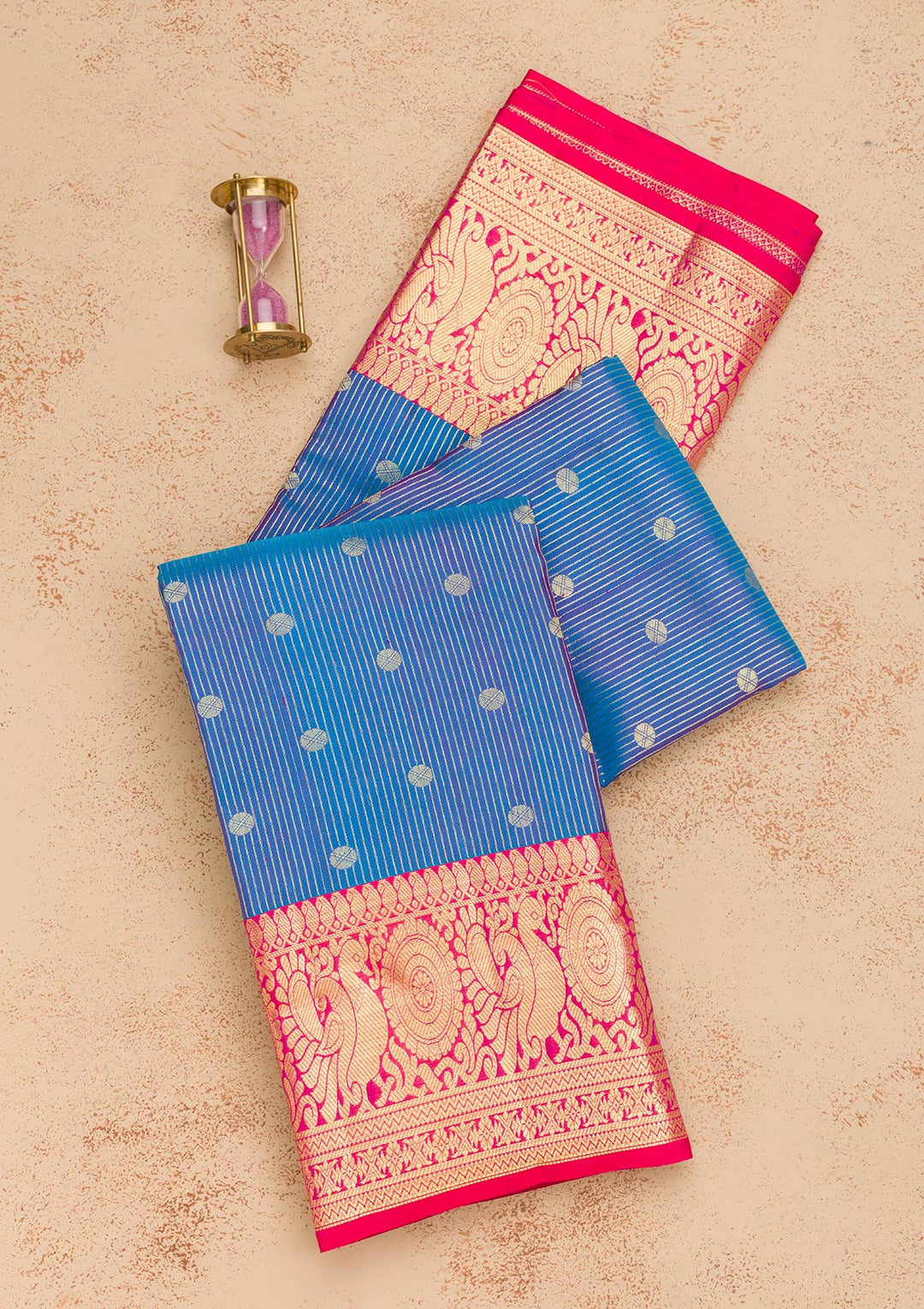 Blue Zariwork Pure Silk Saree-Koskii