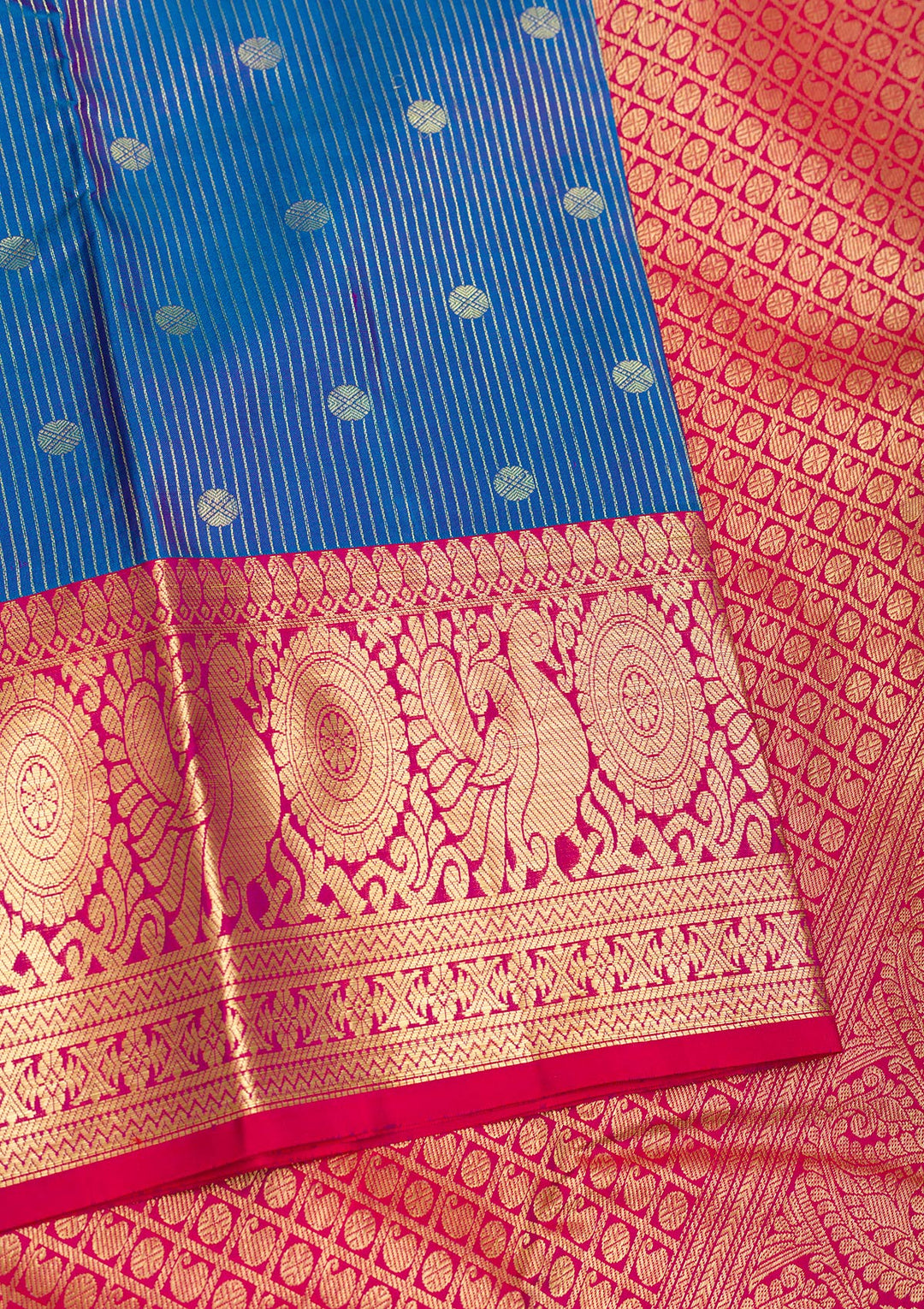 Blue Zariwork Pure Silk Saree-Koskii