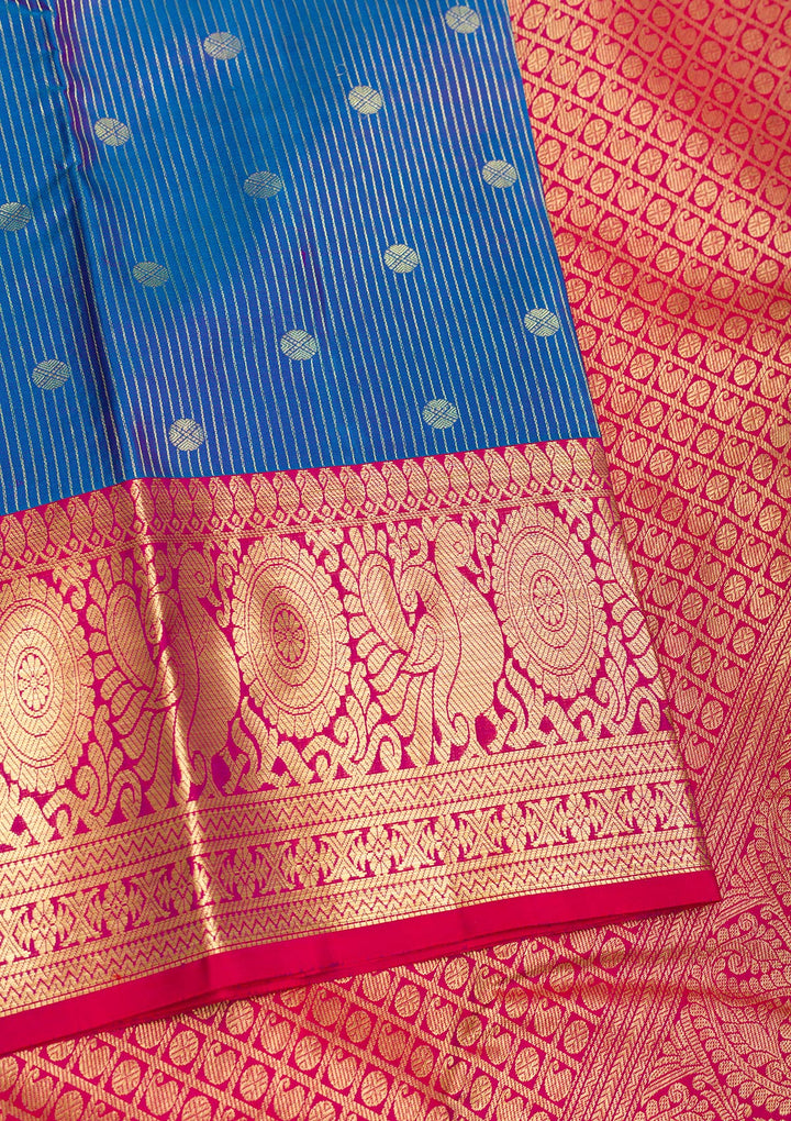 Blue Zariwork Pure Silk Saree-Koskii