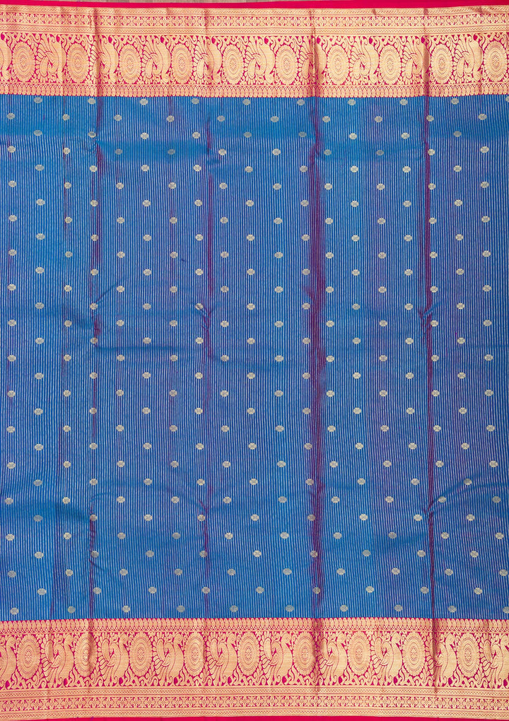 Blue Zariwork Pure Silk Saree-Koskii