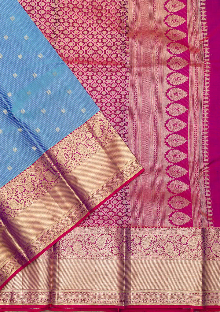 Blue Zariwork Pure Silk Saree-Koskii